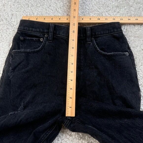 Abercrombie & Fitch Ultra High Rise Mom Jean Black Distress 28/6 - Picture 10 of 13